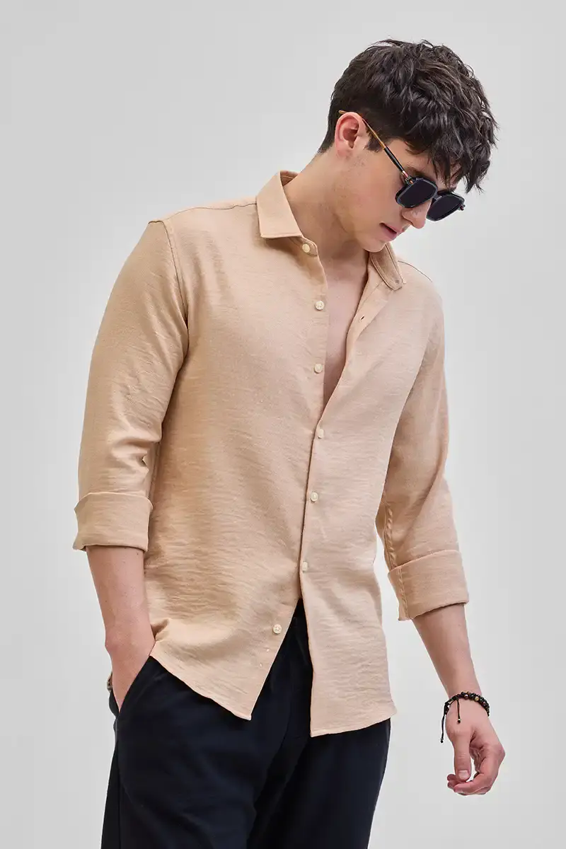Peach Textured Shirt